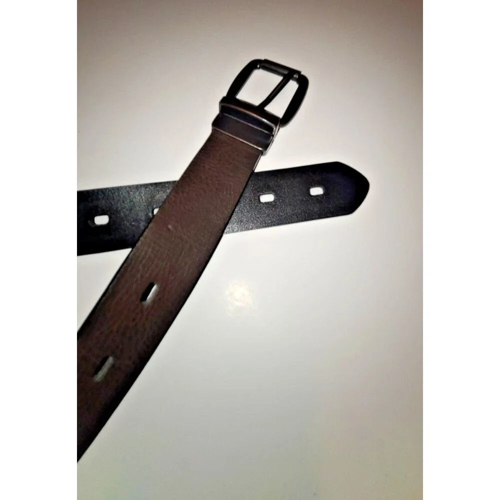 Reversable Belt Brown and Black Sides w/ Dark Metal Brushed Buckle and Loop